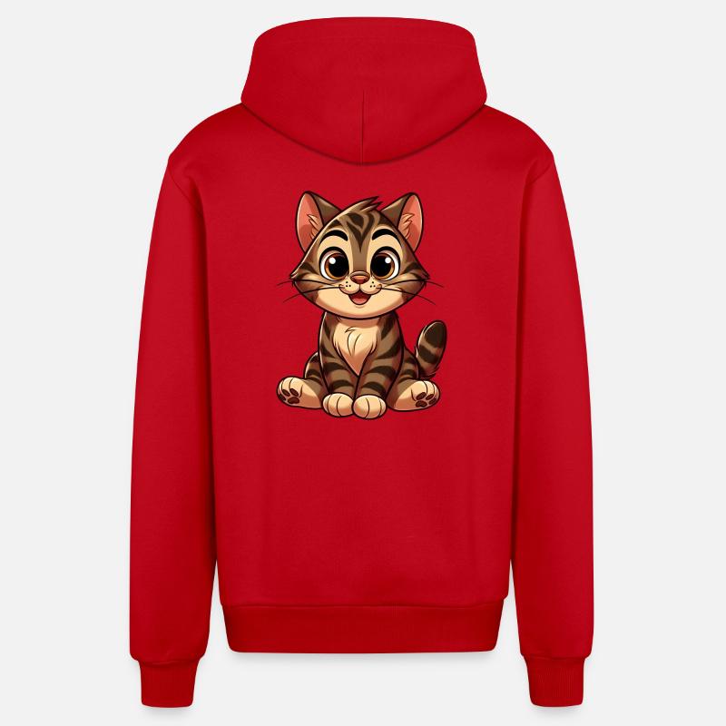cat tiger - Veste à capuche bio décontractée fabriquée en UE - rouge