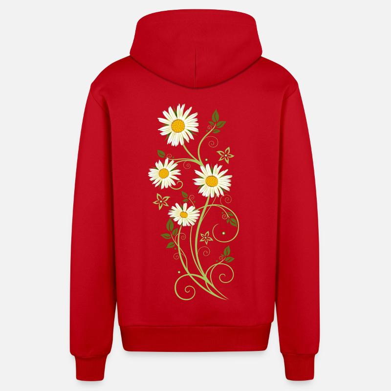 Filigrane Ranke avec marguerites - Veste à capuche bio décontractée fabriquée en UE - rouge