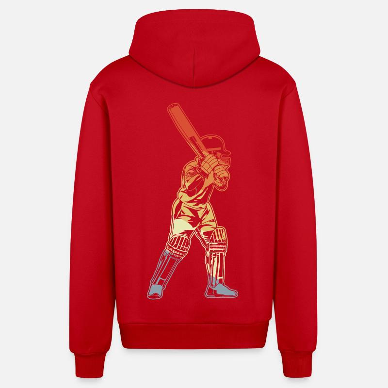 Frappeur de cricket rétro - Veste à capuche bio décontractée fabriquée en UE - rouge