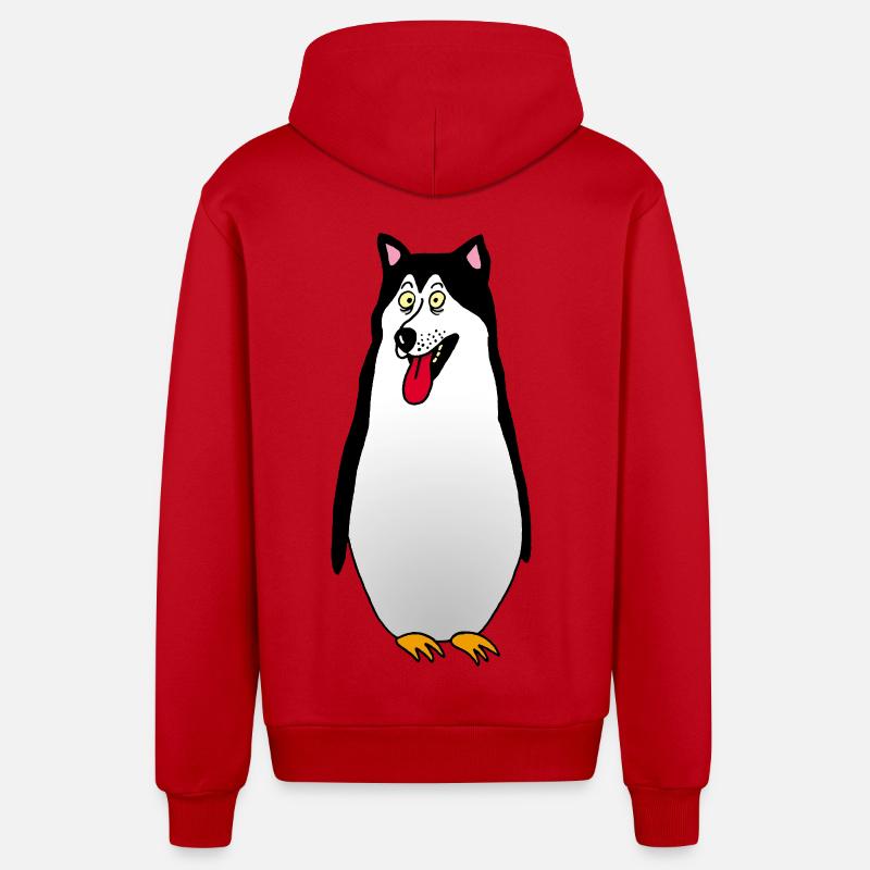 Hund oder Pinguin? - Organic Relaxed Kapuzenjacke Made in EU - Rot