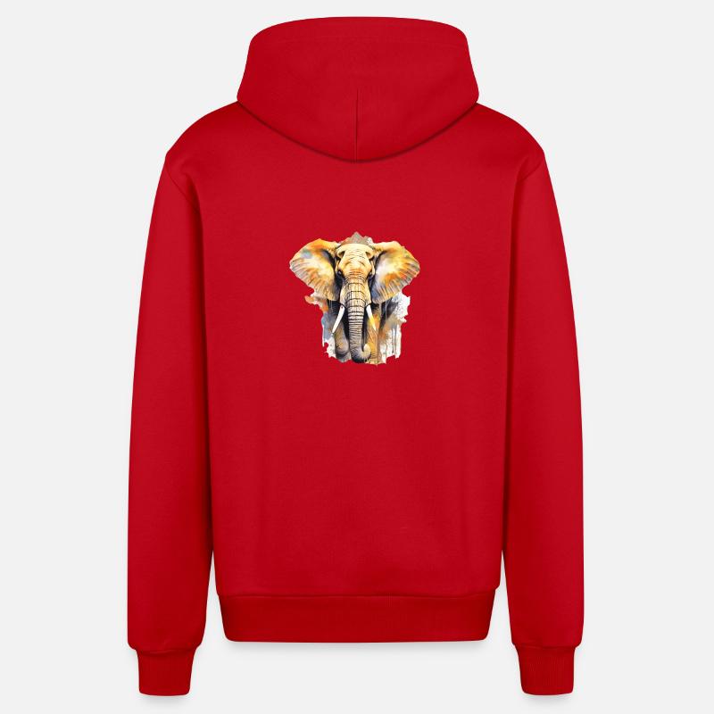 Éléphant - Veste à capuche bio décontractée fabriquée en UE - rouge