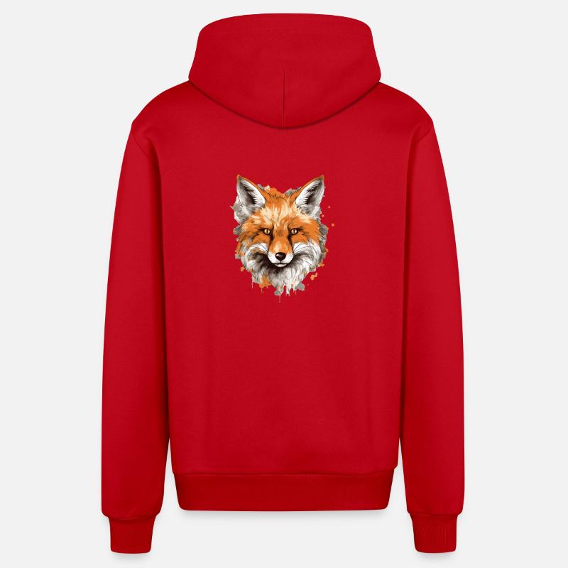 Renard - Veste à capuche bio décontractée fabriquée en UE - rouge