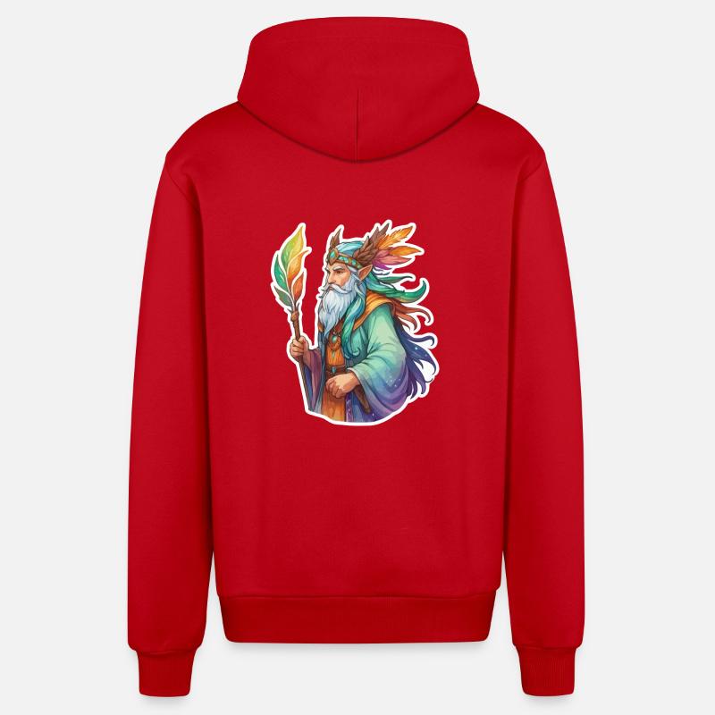 Aquarelles de druide - Veste à capuche bio décontractée fabriquée en UE - rouge
