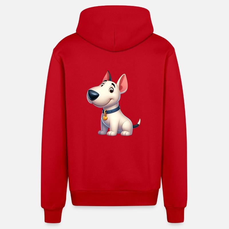 bull terrier 5 - Veste à capuche bio décontractée fabriquée en UE - rouge