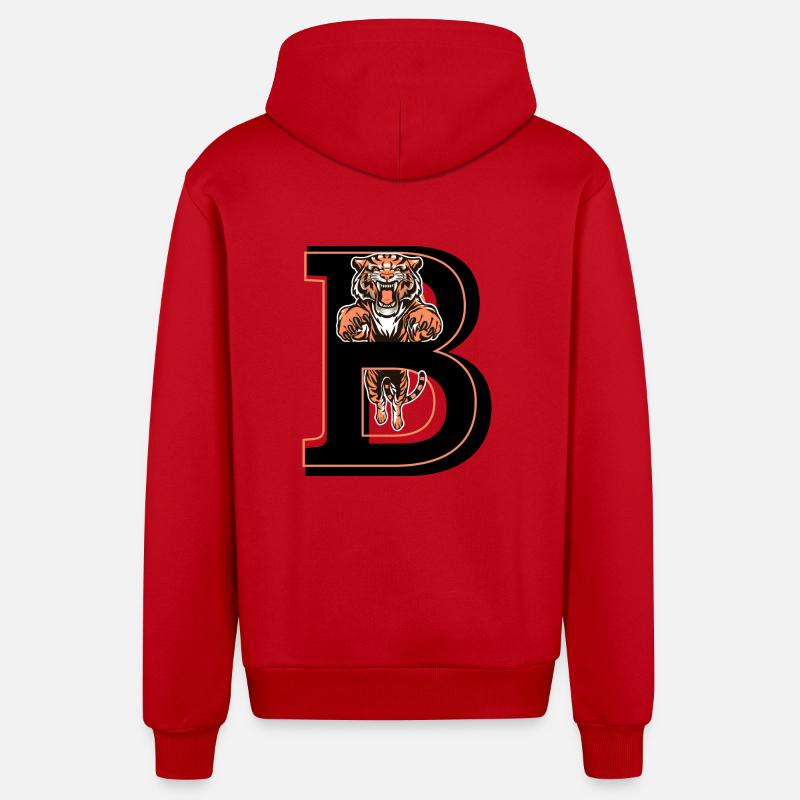 Letter b tiger - gift idea - Organic Relaxed Hooded Jacket Made in EU - red