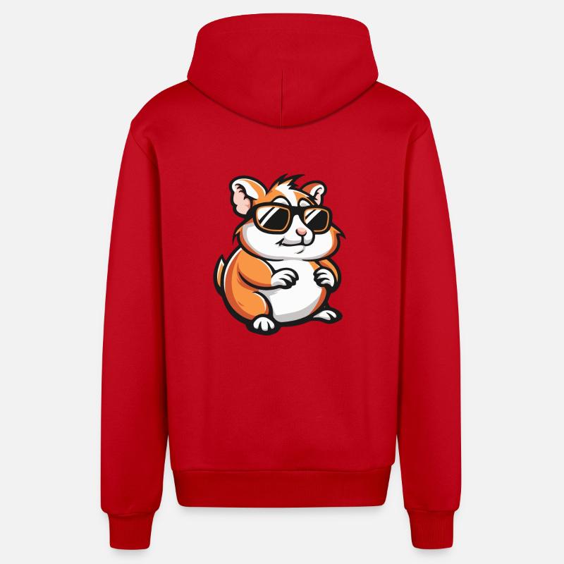 Hamster Bande Dessinée Cool - Veste à capuche bio décontractée fabriquée en UE - rouge