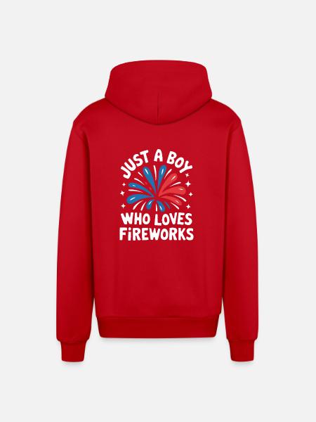 Pyrotechnics Fireworks Pyrotechnics - Organic Relaxed Hooded Jacket Made in EU - red