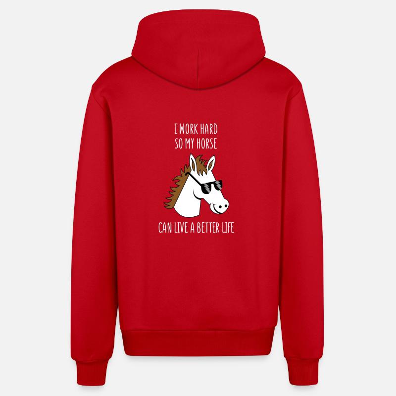 Pferdewirt - Cheval - travail - Equitation - Stable - Veste à capuche bio décontractée fabriquée en UE - rouge