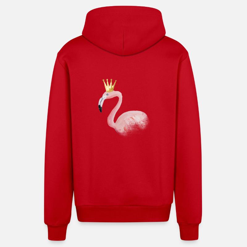 flamingo mit Krone - Organic Relaxed Kapuzenjacke Made in EU - Rot