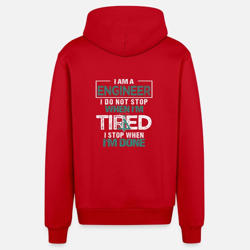 Engineer or engineer - Organic Relaxed Hooded Jacket Made in EU - red