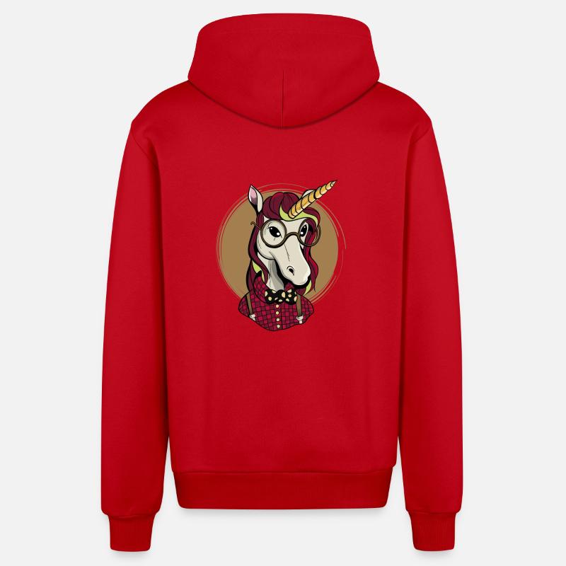 Cheval drôle hipster - Veste à capuche bio décontractée fabriquée en UE - rouge