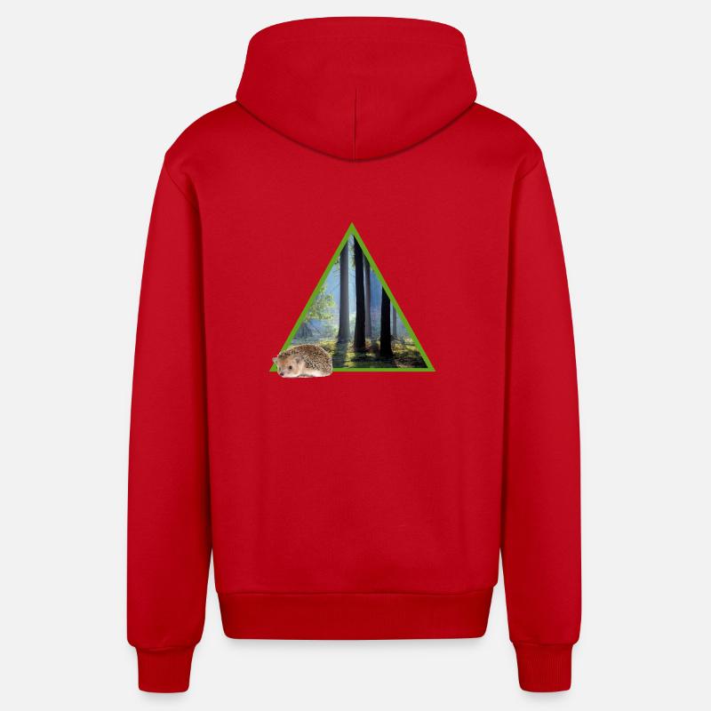 forêt 52 avec hérisson - Veste à capuche bio décontractée fabriquée en UE - rouge