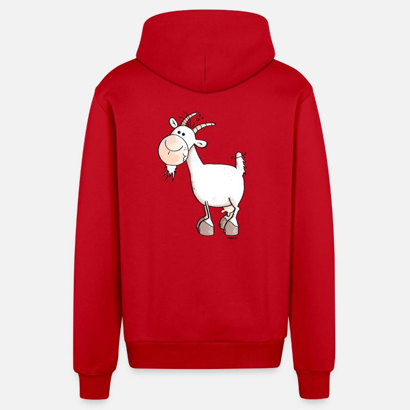 Chèvre - Capra - Caprinés - Veste à capuche bio décontractée fabriquée en UE - rouge