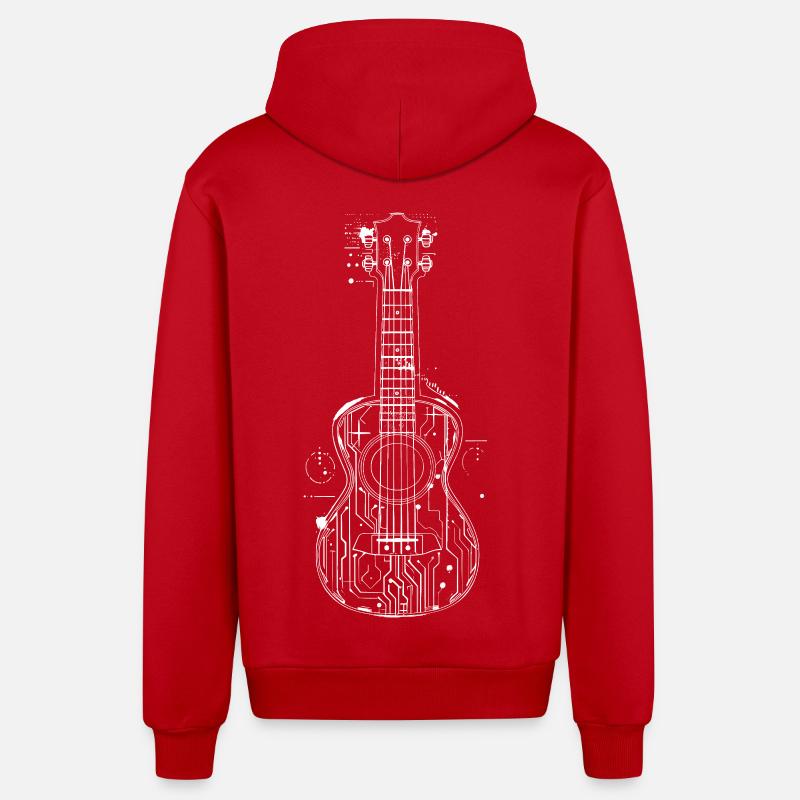 Graphiques Ukulele - Veste à capuche bio décontractée fabriquée en UE - rouge