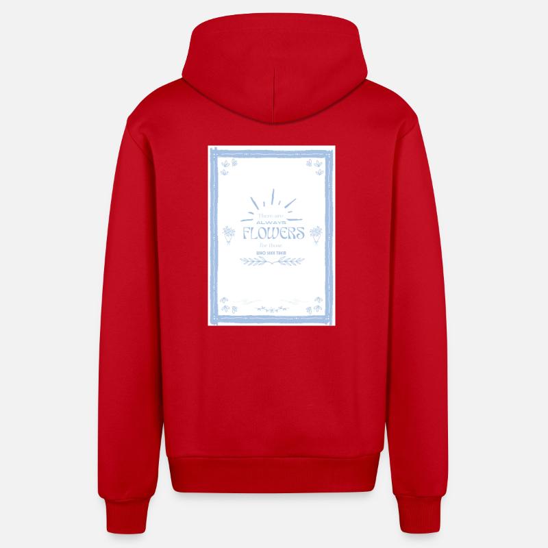 Citation de fleurs - Veste à capuche bio décontractée fabriquée en UE - rouge