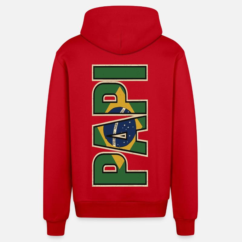 PAPI Brasil – Retro Style mit Flaggen - Organic Relaxed Kapuzenjacke Made in EU - Rot