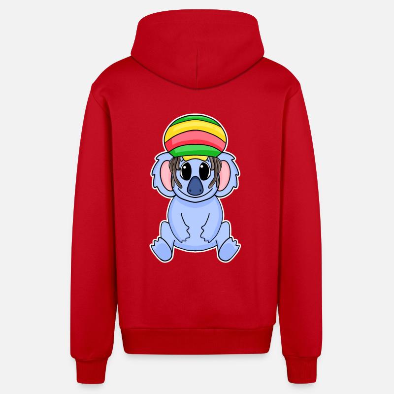 Rasta Koala - Veste à capuche bio décontractée fabriquée en UE - rouge