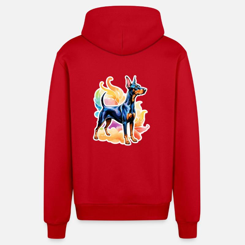 Dobermann Wasserfarben - Organic Relaxed Kapuzenjacke Made in EU - Rot