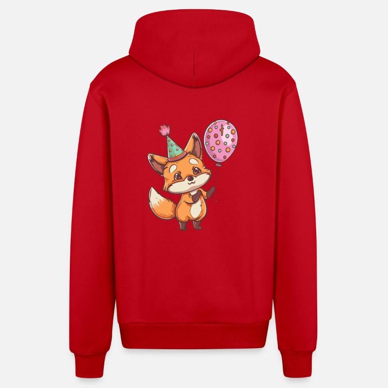 Renard Anniversaire Bébé - Veste à capuche bio décontractée fabriquée en UE - rouge