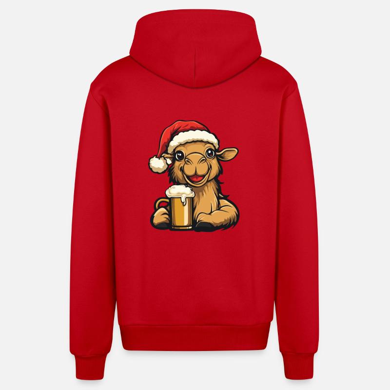 Bière Camel Noël - Veste à capuche bio décontractée fabriquée en UE - rouge