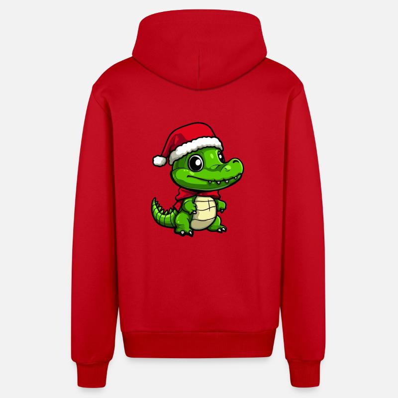 Alligator Noël mignon - Veste à capuche bio décontractée fabriquée en UE - rouge