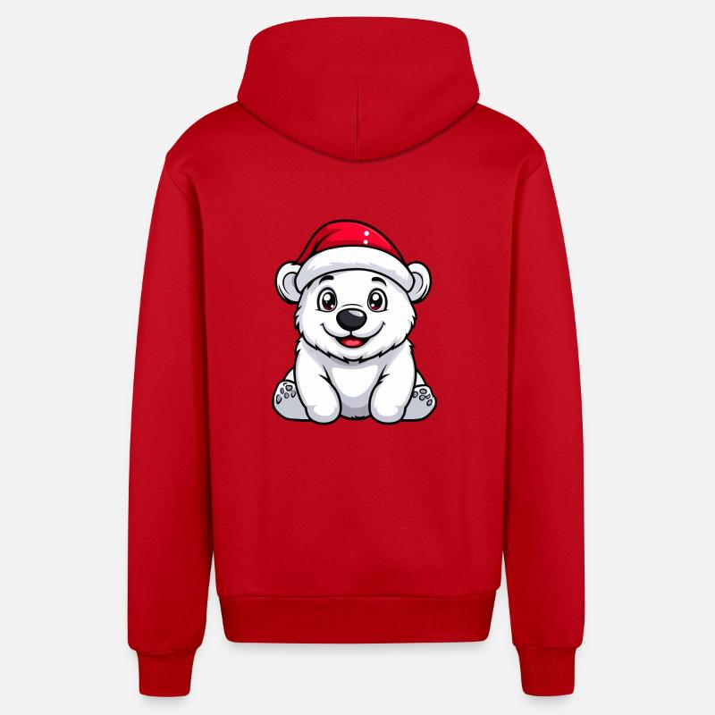 Ours polaire Noël mignon - Veste à capuche bio décontractée fabriquée en UE - rouge