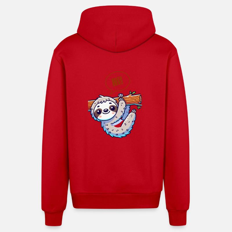 sloth comic - Organic Relaxed Hooded Jacket Made in EU - red