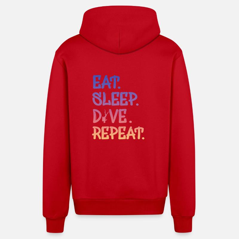eat sleep dive repeat - Organic Relaxed Kapuzenjacke Made in EU - Rot