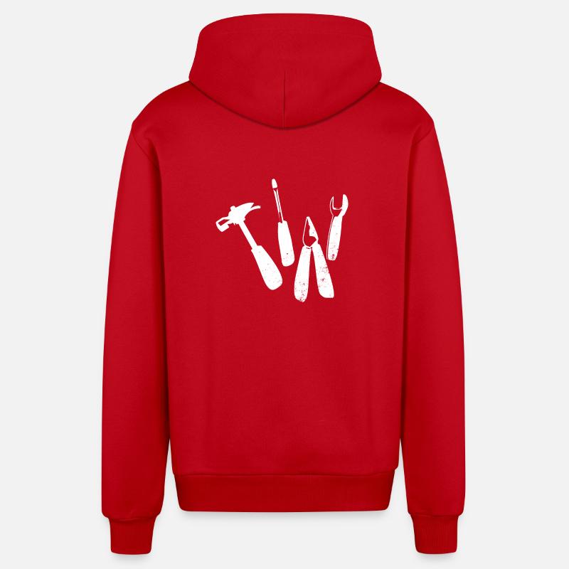 Outil Marteau Pince Clé Clé - Veste à capuche bio décontractée fabriquée en UE - rouge