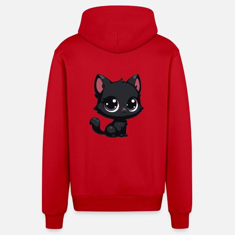 Bébé chat - Veste à capuche bio décontractée fabriquée en UE - rouge
