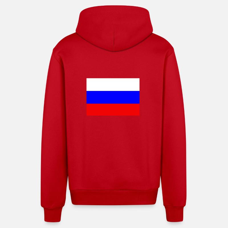 Drapeau russe - Veste à capuche bio décontractée fabriquée en UE - rouge