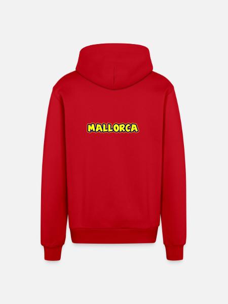 Mallorca Schriftzug - Organic Relaxed Kapuzenjacke Made in EU - Rot