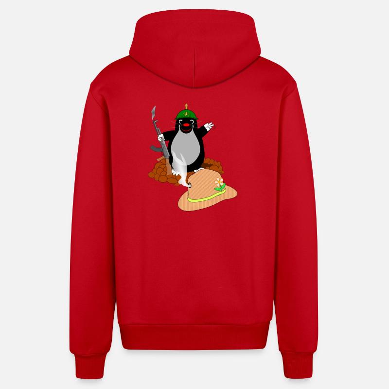 Bataille Mole - Veste à capuche bio décontractée fabriquée en UE - rouge