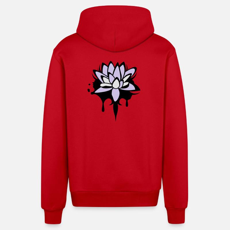 Fleur de lotus graffiti - Veste à capuche bio décontractée fabriquée en UE - rouge