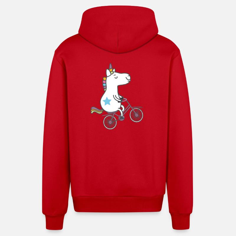 licorne seulement - Veste à capuche bio décontractée fabriquée en UE - rouge