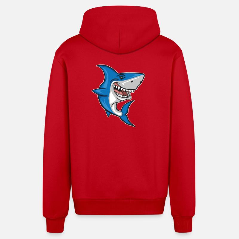 Requin - Poisson - Veste à capuche bio décontractée fabriquée en UE - rouge