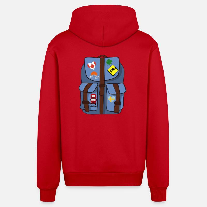 backpack - Organic Relaxed Hooded Jacket Made in EU - red