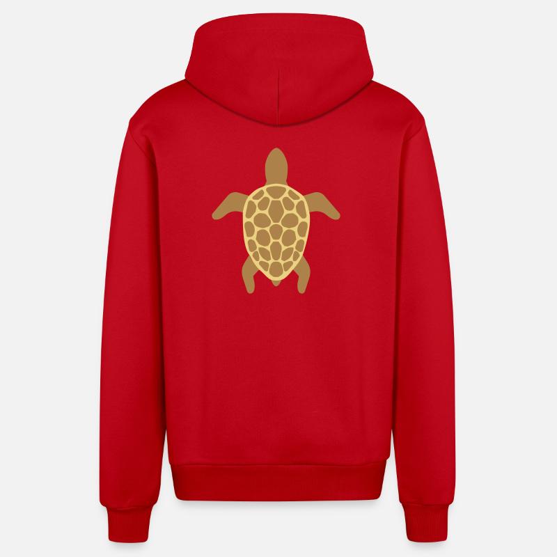 Tortue de mer - Veste à capuche bio décontractée fabriquée en UE - rouge