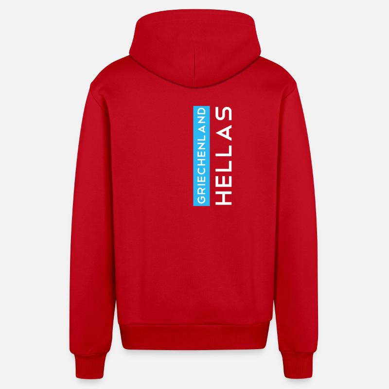 Grèce Hellas - Veste à capuche bio décontractée fabriquée en UE - rouge