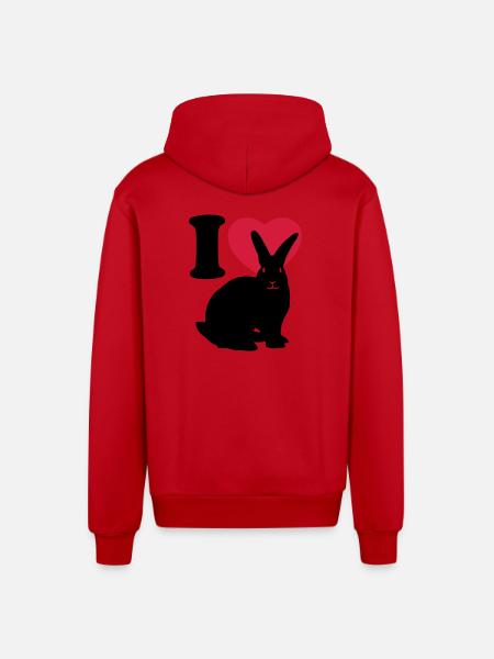 I love rabbits - Organic Relaxed Hooded Jacket Made in EU - red