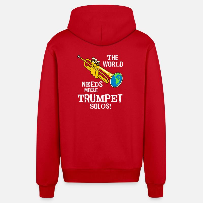Trompete Solos Weißer Text - Organic Relaxed Kapuzenjacke Made in EU - Rot