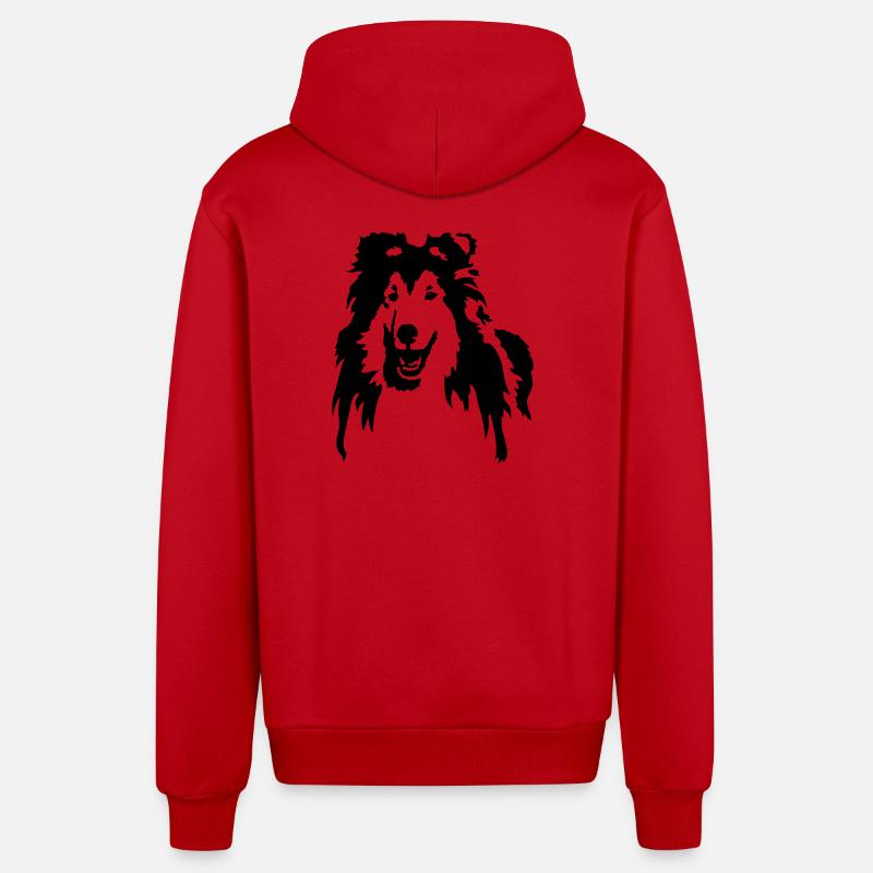 Collie - Veste à capuche bio décontractée fabriquée en UE - rouge