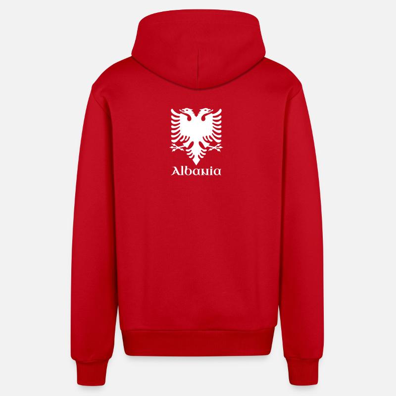 Drapeau albanais « albanais » - Veste à capuche bio décontractée fabriquée en UE - rouge