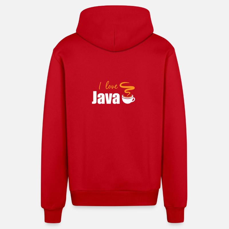 J'aime Java - Veste à capuche bio décontractée fabriquée en UE - rouge