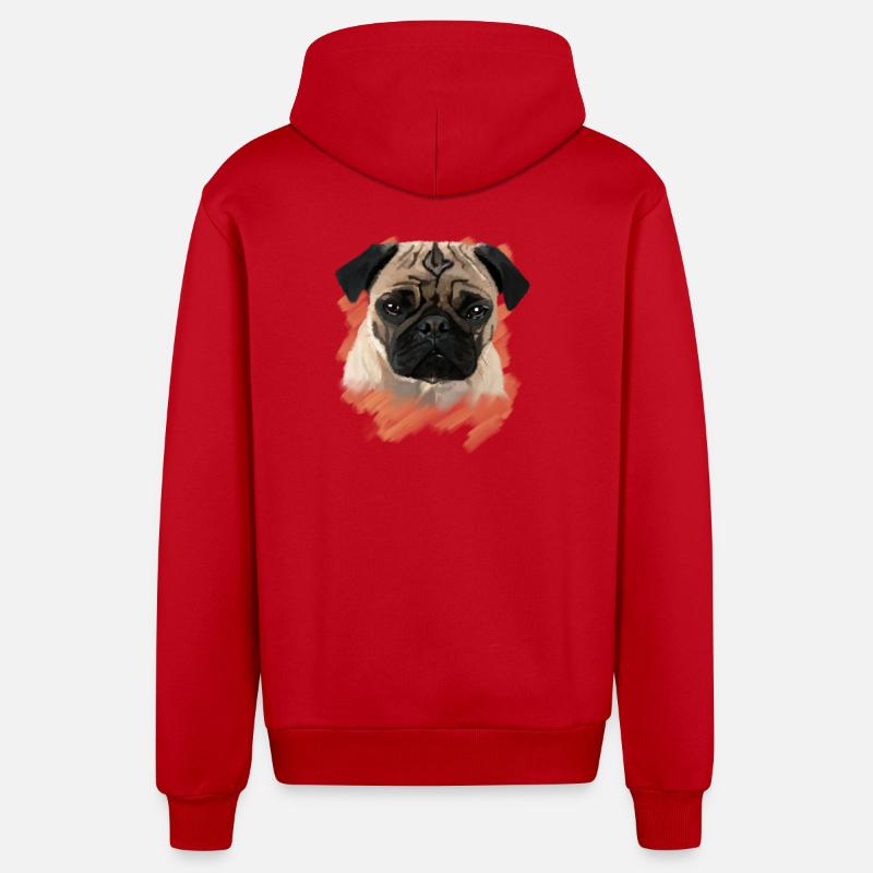 mops - Veste à capuche bio décontractée fabriquée en UE - rouge