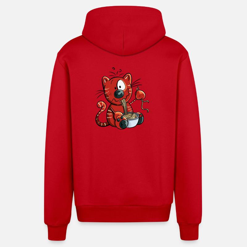 Mignon chat comique - Veste à capuche bio décontractée fabriquée en UE - rouge