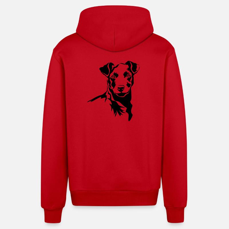 Tête de Patterdale Terrier - Veste à capuche bio décontractée fabriquée en UE - rouge