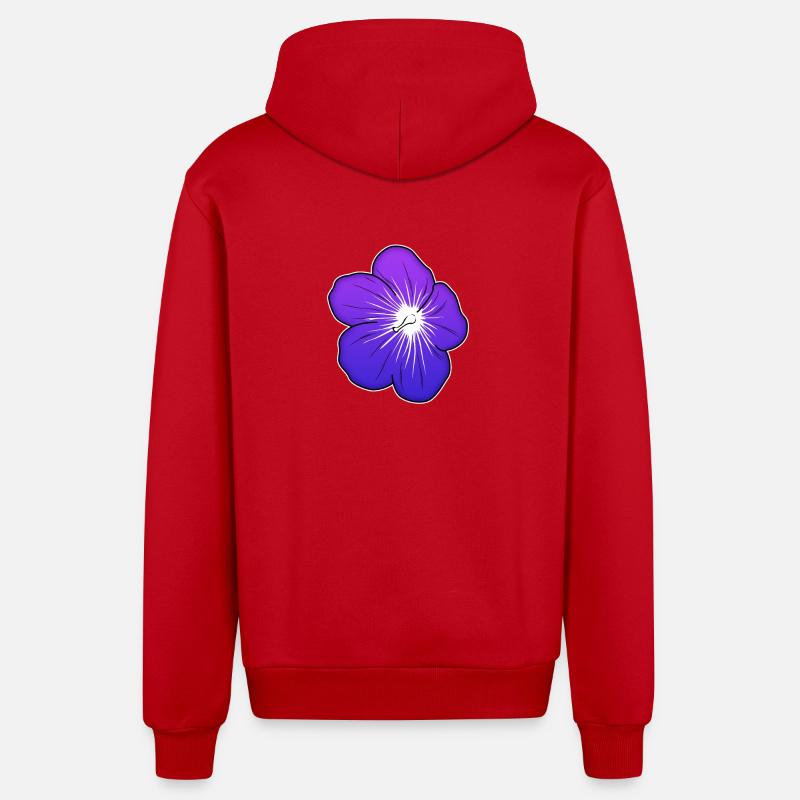 Violette Blütenillustration mit leuchtender Mitte - Organic Relaxed Kapuzenjacke Made in EU - Rot