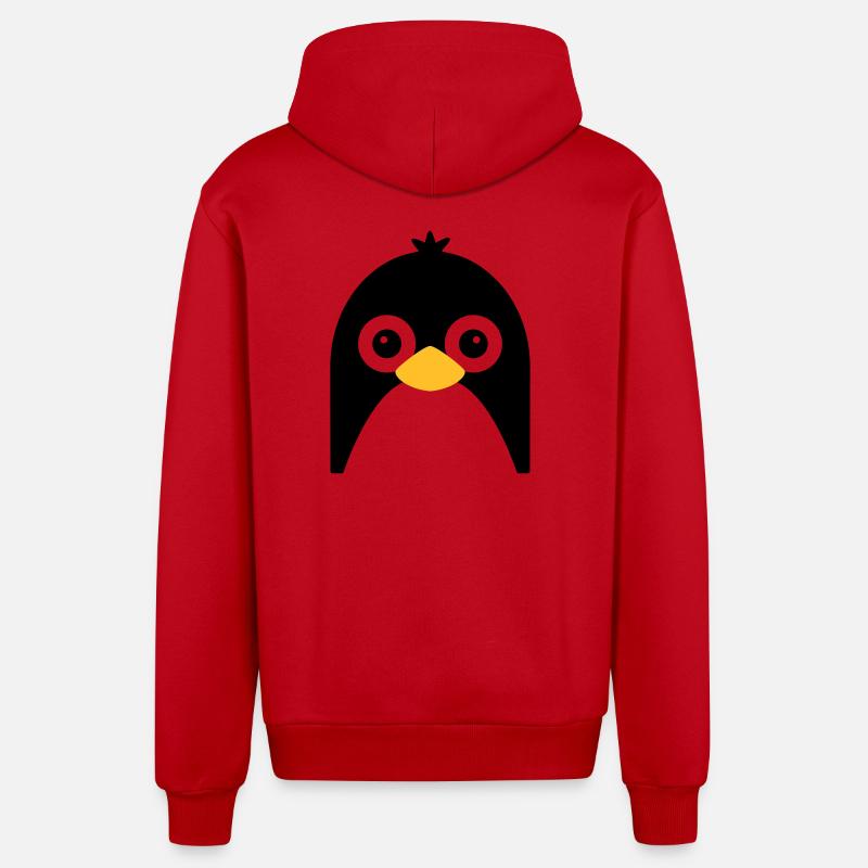 Visage de pingouin mignon - Veste à capuche bio décontractée fabriquée en UE - rouge