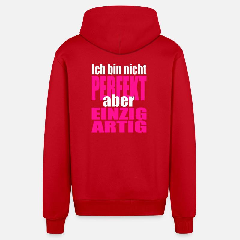 Nicht perfekt, einzigartig in Pink - Organic Relaxed Kapuzenjacke Made in EU - Rot